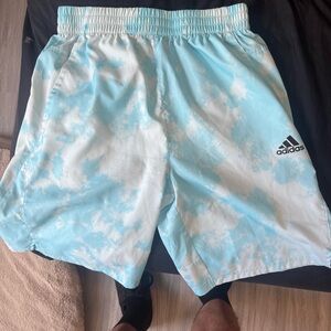 Adidas Men's Light Blue Patterned Athletic Shorts